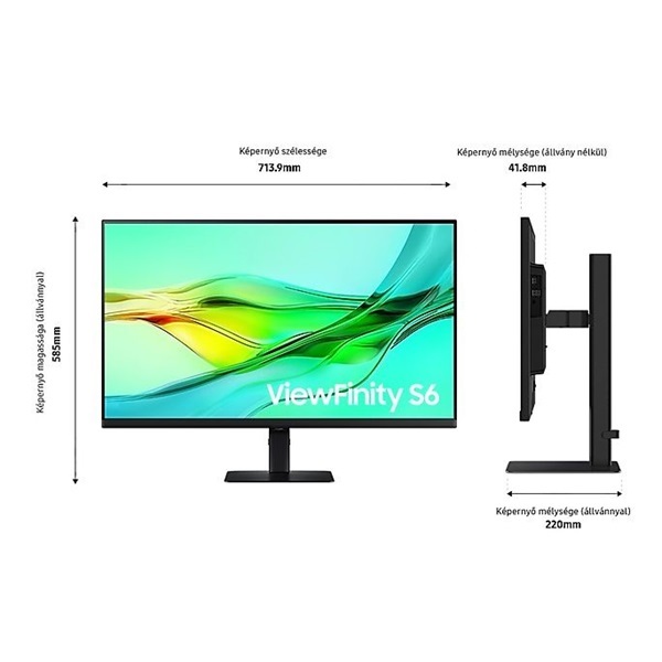Samsung 32" LS32D600UAUXEN ViewFinity S6 S60UD QHD IPS DP/HDMI/USB/USB-C/RJ45 monitor