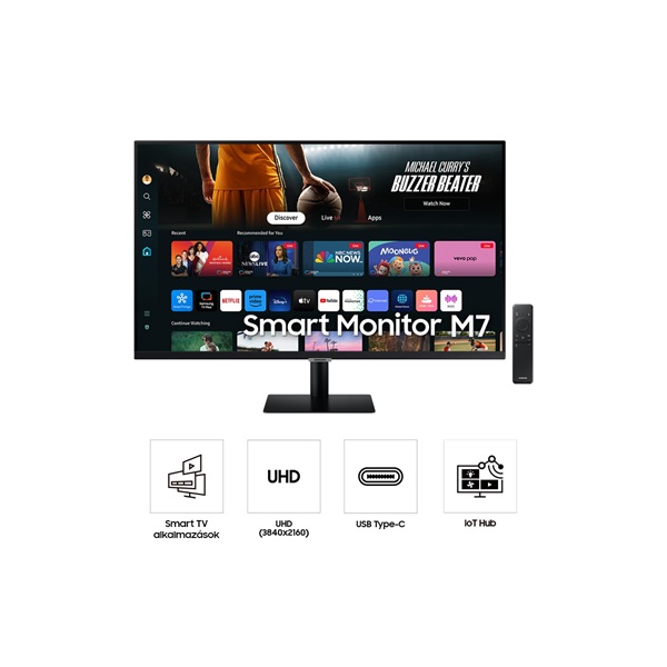 Samsung 32" M7 LS32DM700UPXEN 4K UHD VA HDMI/USB fekete smart monitor