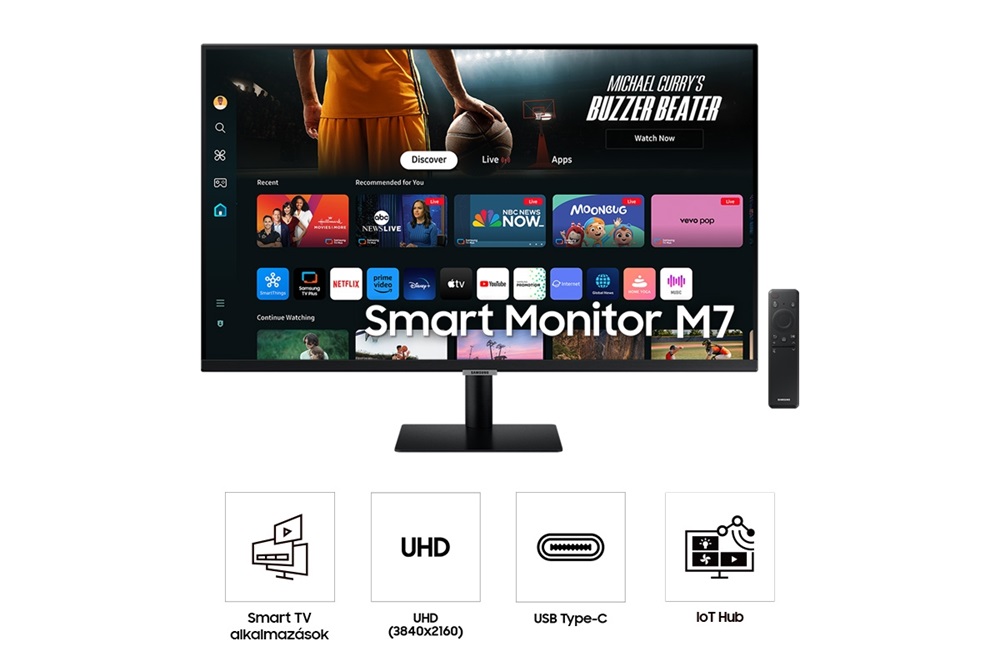 Samsung 32" M7 LS32DM700UPXEN 4K UHD VA HDMI/USB fekete smart monitor