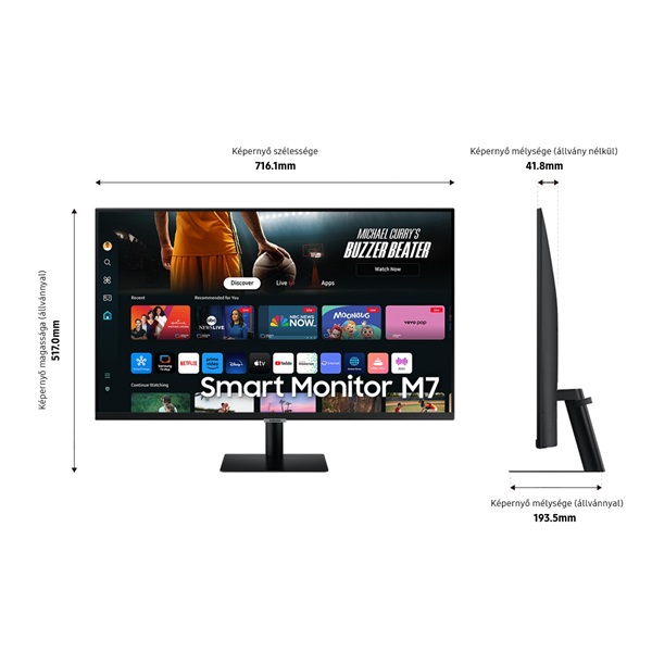 Samsung 32" M7 LS32DM700UPXEN 4K UHD VA HDMI/USB fekete smart monitor