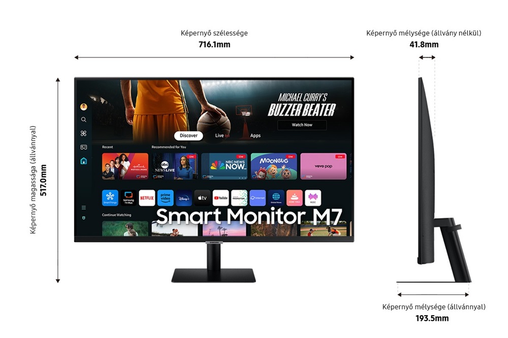 Samsung 32" M7 LS32DM700UPXEN 4K UHD VA HDMI/USB fekete smart monitor