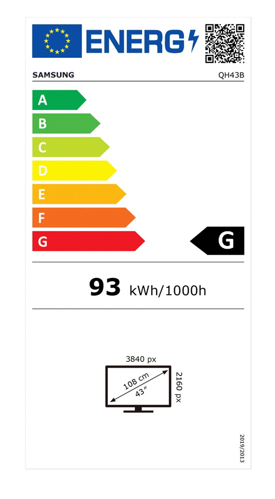 Samsung 43" LH43QHBEBGCXEN Signage QHB 4K UHD VA LFD kijelző
