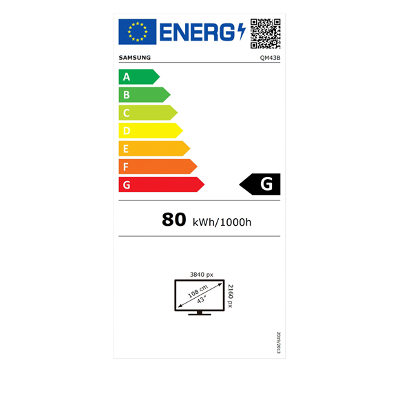 Samsung 43" QM43B 4K UHD IPS LFD kijelző