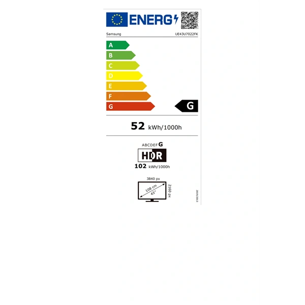 Samsung 43" UE43U7022FKXXH 4K UHD Smart LED TV (Újracsomagolt)