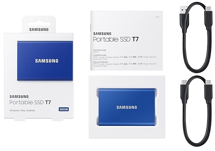 Samsung 500GB USB 3.2 (MU-PC500H/WW) kék T7 külső SSD