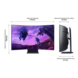 Samsung 55" LS55CG970NUXDU 4K UHD VA 165Hz HDMI/DP/USB/RJ45/WiFi/Bluetooth ívelt gamer monitor