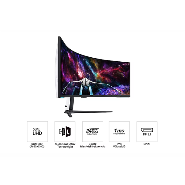 Samsung 57" G95NC 7680x2160 VA 240Hz VA HDMI/DP/USB ívelt gamer monitor