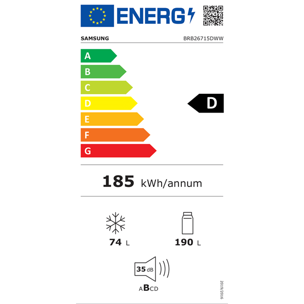 Samsung BRB26715DWW/EF beépíthető alulfagyasztós hűtőszekrény