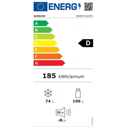 Samsung BRB80F26ADF0EO alulfagyasztós, beépíthető, Hűtő:224L, Fagyasztó:74L, hűtőszekrény