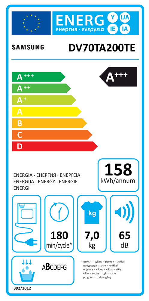 Samsung DV70TA200TE/LE fehér, 7 kg, hőszivattyús, szárítógép