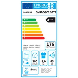 Samsung DV80CGC2B0TELE fehér, 8 kg, hőszivattyús, szárítógép (Újszerű)