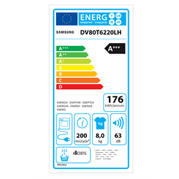 Samsung DV80T6220LH/S6 8 kg hőszivattyús szárítógép