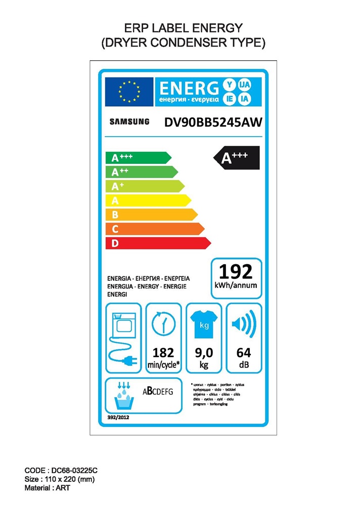 Samsung DV90BB5245AWS6 fehér, 9 kg, hőszivattyús, szárítógép