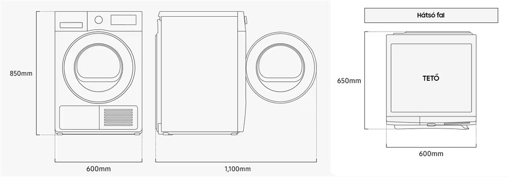 Samsung DV90CGC2A0ABLE fekete, 9 kg, hőszivattyús, szárítógép