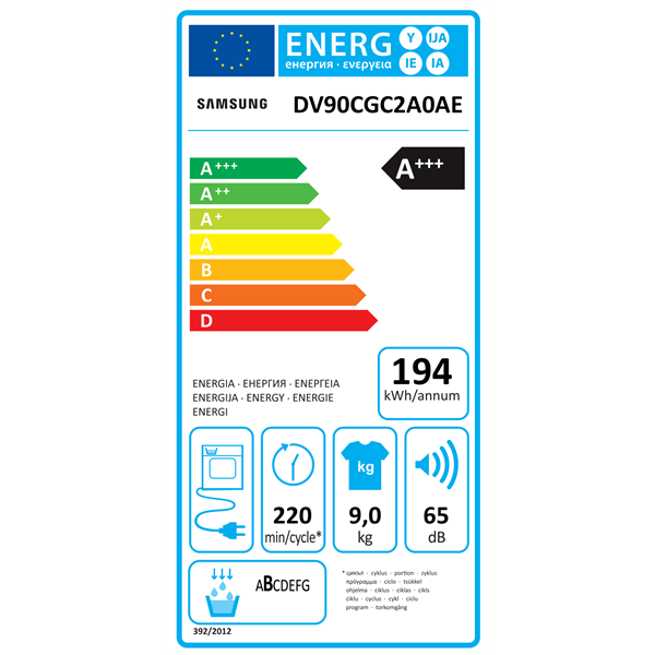 Samsung DV90CGC2A0AELE fehér, 9 kg, hőszivattyús, szárítógép (Újszerű)
