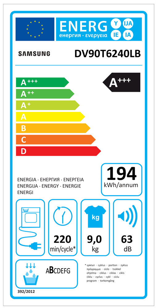 Samsung DV90T6240LB/S6 fekete, 9 kg, hőszivattyús, szárítógép