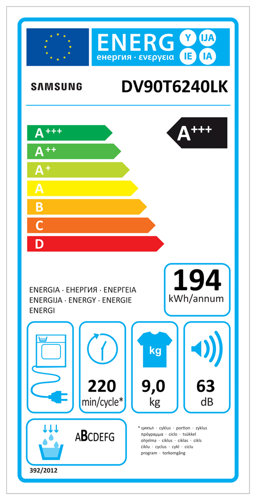 Samsung DV90T6240LK/S6 fehér, 9 kg, hőszivattyús, szárítógép