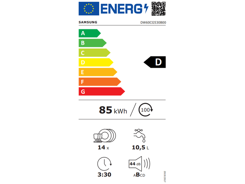 Samsung DW60CG530B00ET programok száma: 7, beépíthető, 14 terítékes mosogatógép 