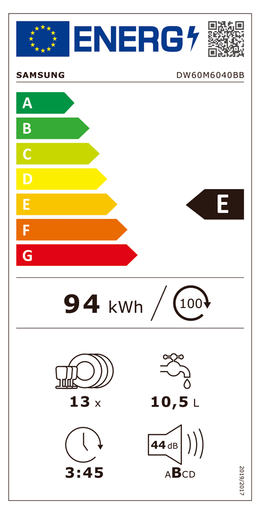 Samsung DW60M6040BB/EO programok száma: 6, beépíthető, 13 terítékes mosogatógép 