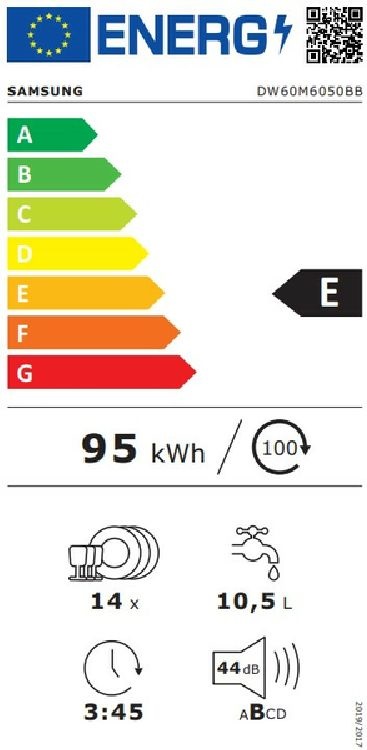 Samsung DW60M6050BB/EO programok száma: 7, beépíthető, 14 terítékes mosogatógép 