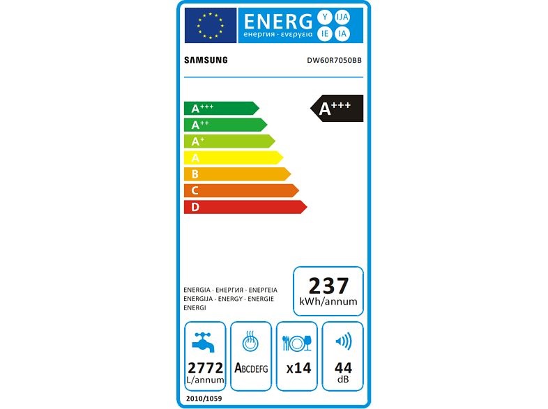 Samsung DW60R7050BB/EO programok száma: 8, beépíthető, 14 terítékes mosogatógép 