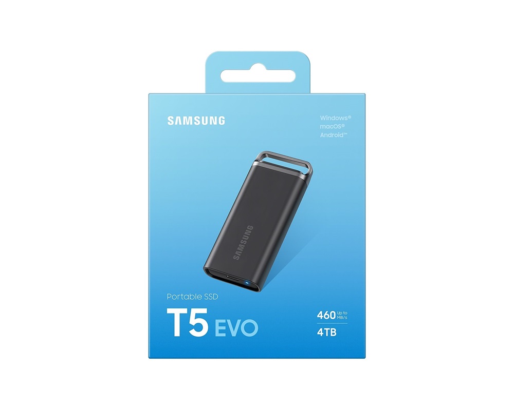 Samsung Hordozható SSD 4TB - MU-PH4T0S/EU (T5 EVO, USB 3.2 Gen 1 (5 Gbps), R/W460MB/s, 4TB)