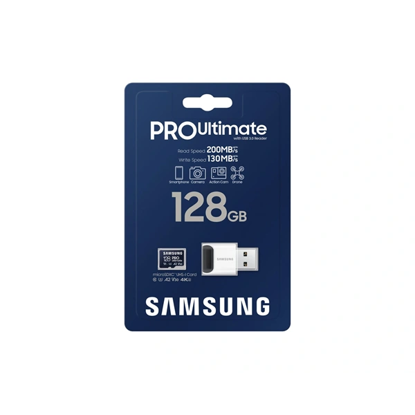 Samsung MicroSD kártya - 128GB MB-MY128SB/WW (PRO Ultimate kártyaolvasóval, Class10, R200/W130, 128GB)