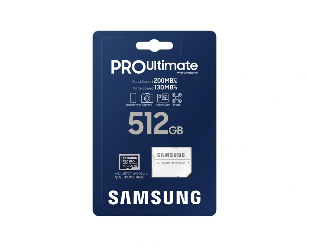 Samsung MicroSD kártya - 512GB MB-MY512SA/WW (PRO Ultimate, Class10, R200/W130, adapter, 512GB)