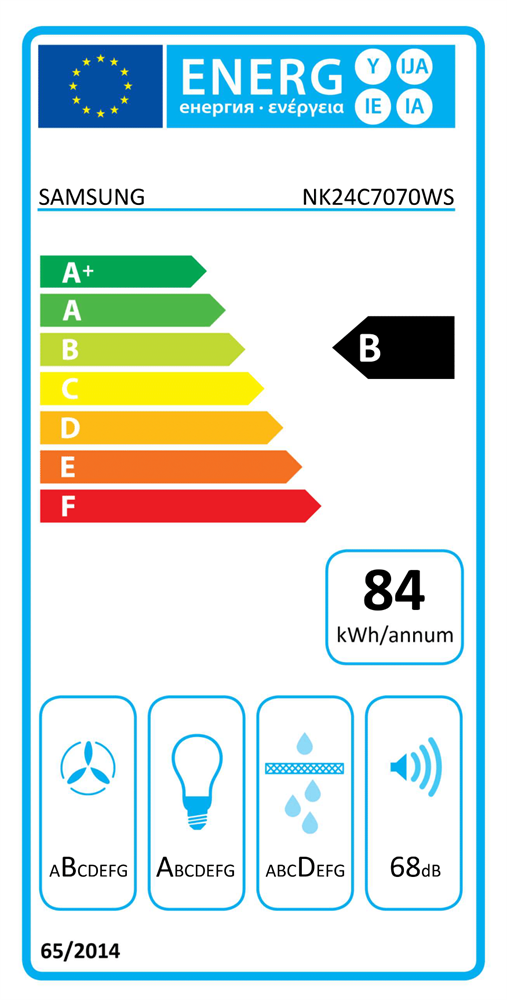 Samsung NK24C7070WS/UR inox, szabadonálló, döntött, méret:60 cm, zajszint:68 dB, páraelszívó