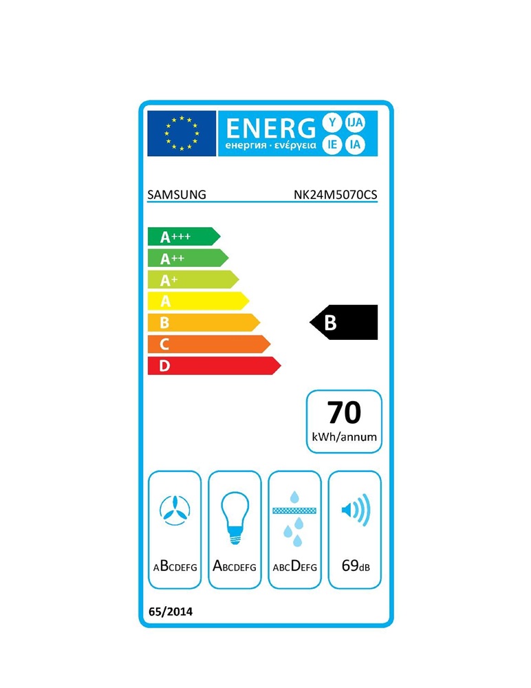 Samsung NK24M5070CS/ÚR ezüst, beépíthető, kürtős, méret:60 cm, zajszint:69 dB, páraelszívó