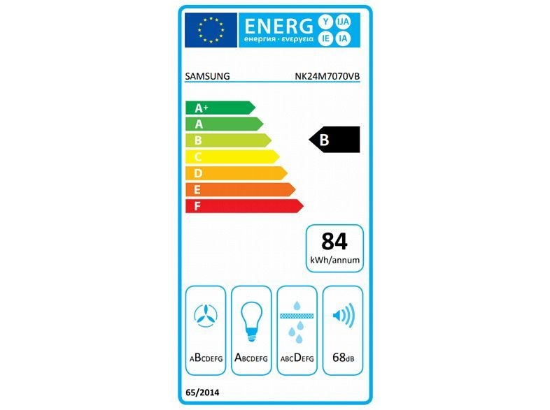 Samsung NK24M7070VB/UR fekete, beépíthető, kürtős, méret:59,8 cm, zajszint:68 dB, páraelszívó