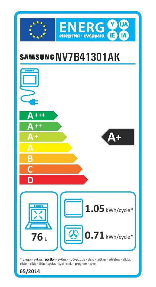 Samsung NV7B41301AK/U3 fekete, beépíthető, sütőtér: 76L, grill, légkeverés, pirolitikus, sütő