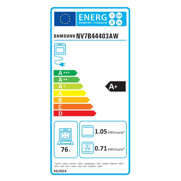 Samsung NV7B44403AW/U3 fehér, beépíthető, sütőtér: 76L, grill, légkeverés, sütő