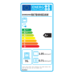 Samsung NV7B44403AW/U3 fehér, beépíthető, sütőtér: 76L, grill, légkeverés, sütő