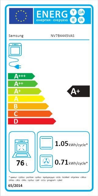 Samsung NV7B4445VAS/U3 inox, beépíthető, sütőtér: 76L, grill, légkeverés, katalitikus, sütő