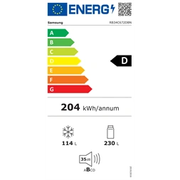 Samsung RB34C672DBN/EF fekete, alulfagyasztós, Hűtő:230L, Fagyasztó:114L, hűtőszekrény (Használt - B)