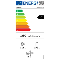 Samsung RB38C600CS9/EF inox, alulfagyasztós, Hűtő:276L, Fagyasztó:114L, hűtőszekrény (Használt - A)