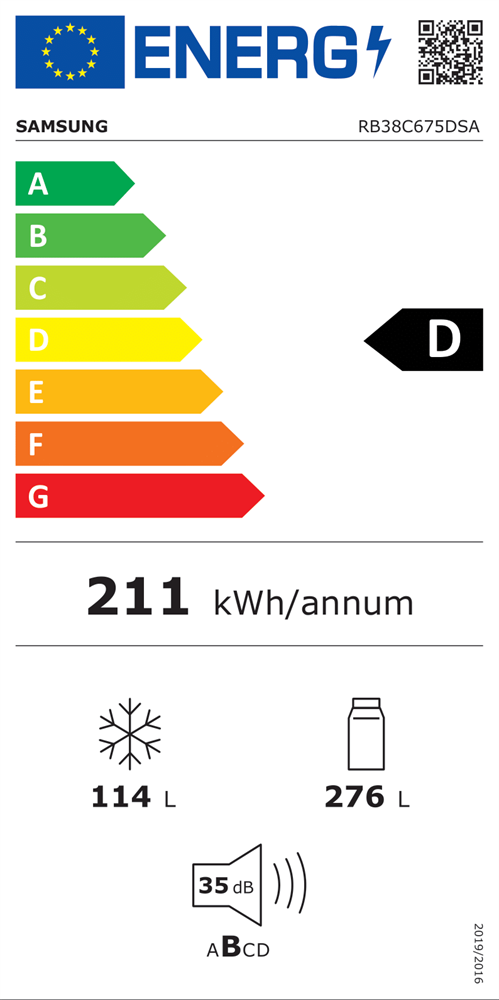 Samsung RB38C675DSA/EF inox, alulfagyasztós, Hűtő:276L, Fagyasztó:114L, No frost hűtőszekrény