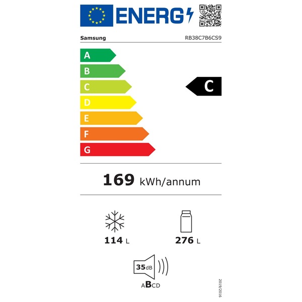 Samsung RB38C7B6CS9/EF inox alulfagyasztós hűtőszekrény (Használt - B)