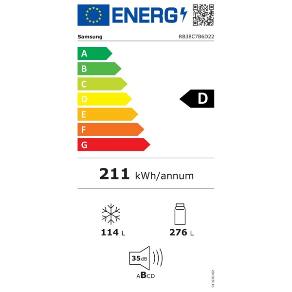 Samsung RB38C7B6D22/EF fekete alulfagyasztós hűtőszekrény (Újszerű)