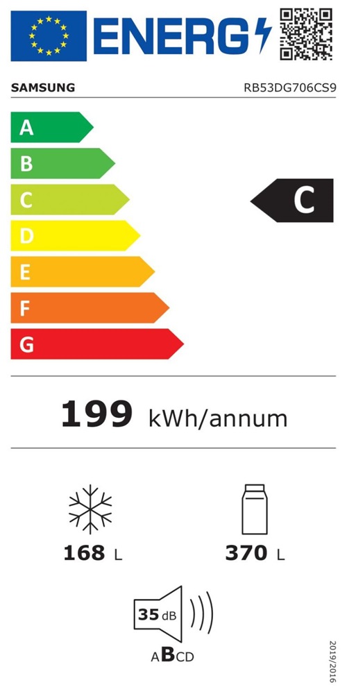 Samsung RB53DG706CS9EO inox, alulfagyasztós, Hűtő:370L, Fagyasztó:168L, No frost hűtőszekrény (Újszerű)