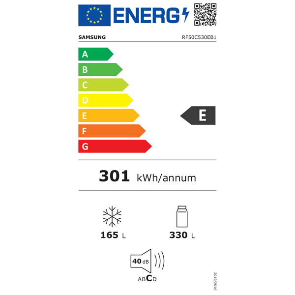 Samsung RF50C530EB1/EO fekete, Side-by-Side, Hűtő:330L, Fagyasztó:165L, Twin Cooling Plus hűtőszekrény