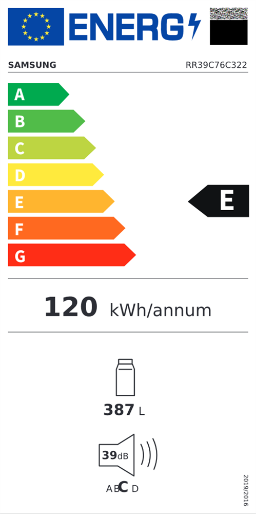 Samsung RR39C76C322/EF fekete, egyajtós, Hűtő:387L, hűtőszekrény