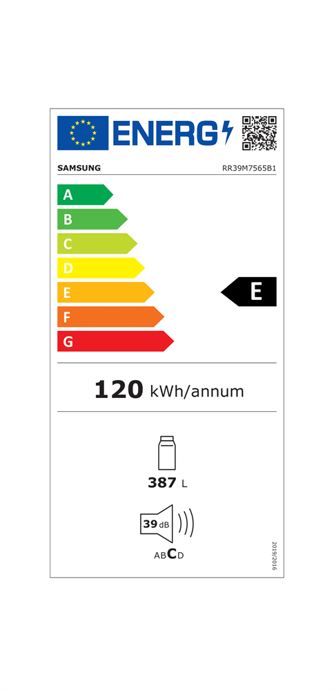 Samsung RR39M7565B1/EF fekete, egyajtós, Hűtő:387L, No Frosthűtőszekrény