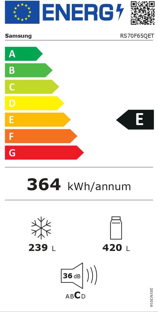 Samsung RS70F65QETEO side-by- side, Hűtő:420L, Fagyasztó:239L, hűtőszekrény