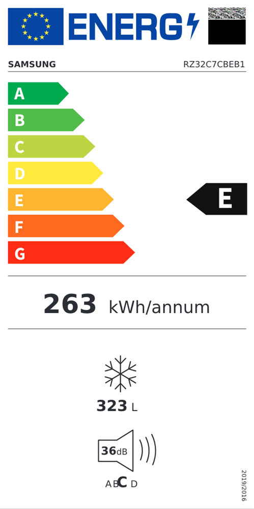 Samsung RZ32C7CBEB1/EF fekete, egyajtós, Hűtő:263L, fagyasztószekrény