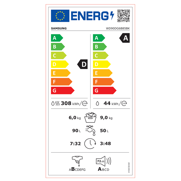 Samsung WD90DG6B85BKU4 9 kg mosó-szárítógép