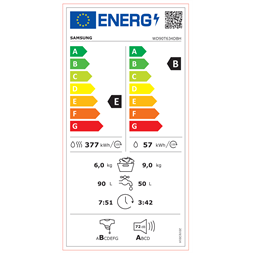 Samsung WD90T634DBH/S6 fehér, elöltöltős, max.1400ford., 9 kg/6 kg, mosó-szárítógép (Újszerű)