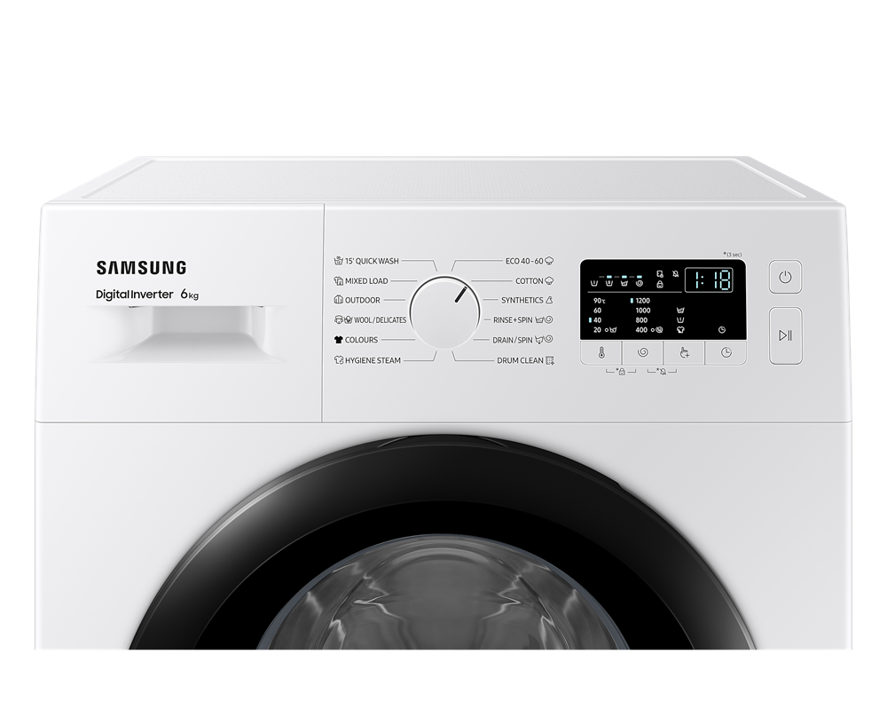 Samsung WW60A3120BE/LE fehér, elöltöltős, keskeny, max.1200ford., 6 kg, mosógép