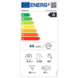 Samsung WW90CGC04DAELE fehér, elöltöltős, max.1400ford., 9 kg, mosógép (Használt - B)